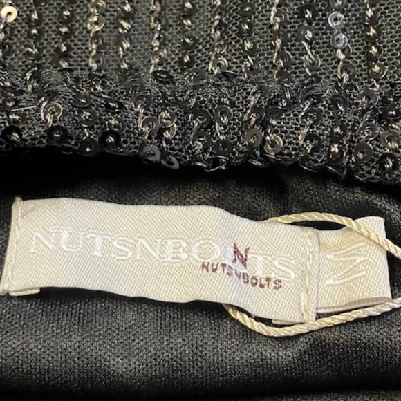 NutsnBolts Women's Black Sequined Spaghetti Strap Mini Cocktail Dress M NWT - Picture 5 of 10